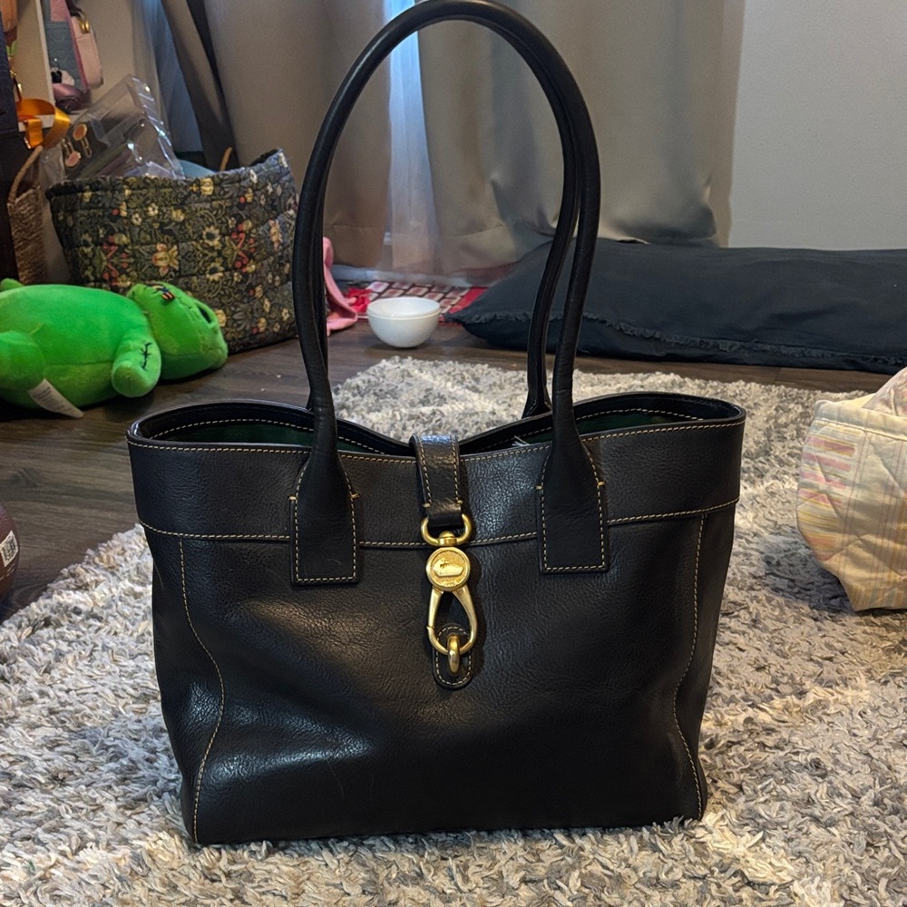 Dooney and Bourne navy blue leather top handle shoulder purse